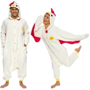 Silver Lilly Unisex Adult Plush One Piece Cosplay Chicken Animal Costume (Beige, X-Small)