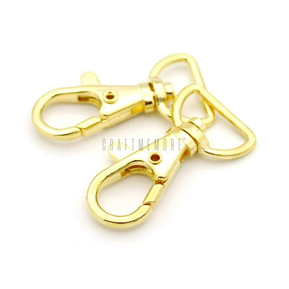 CRAFTMEMORE Swivel Lobster Claw Clasps Classic Trigger Snap Hooks CS10 Purse Landyard Clip 5/8" 3/4" 1" Pack of 10 (5/8 Inch, Gold)