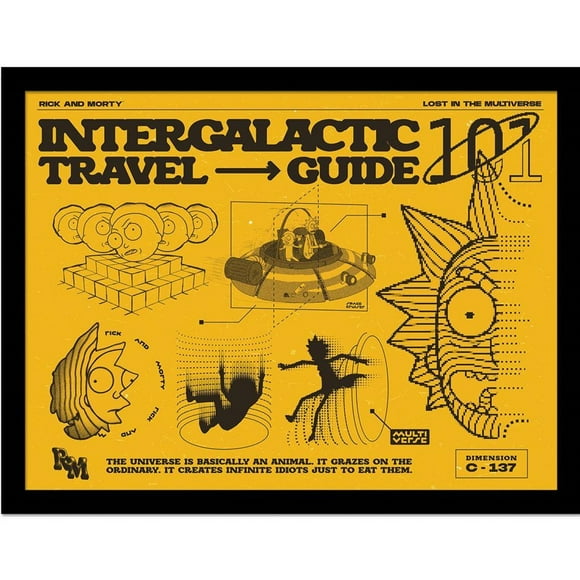 Rick And Morty Intergalactic Travel Guide Framed Poster