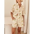 thumbnail image 6 of Women Pajamas Set 2 Pieces Loungewear Suits Lemon Print Short Sleeve Loose Shirts Tops and Shorts Sleepwear Outfits, 6 of 10