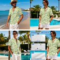 thumbnail image 4 of Xixirimido Daisy Flowers Green Print Matching Sets for Beach Vacation Men's Hawaiian Shirt & Women's Sleeveless Midi Dress Hawaiian Matched Couples Summer Outfits, 5XL, 4 of 7