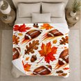 thumbnail image 3 of Thanksgiving Football Maple Leaf Watercolor, Playful Festive Scene, Warm Flannel Blanket for Living Room and Family Room, Art Lovers Thanksgiving Gift, Festive Home Decor, 3 of 6