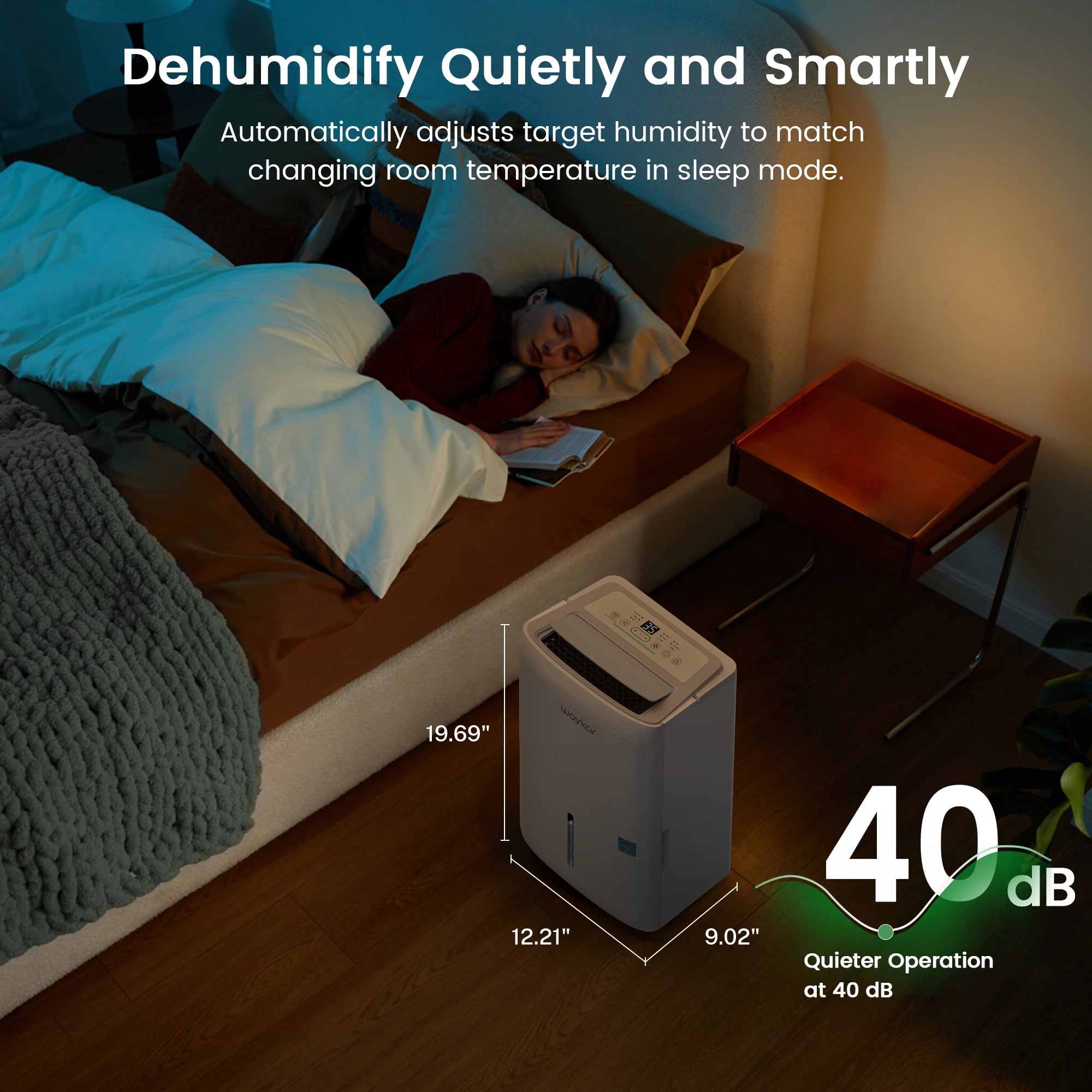 Waykar 80 Pint Dehumidifier for Basements & Home up to 6000 Sq. Ft, No Daily Emptying with Continuous Drain, Auto Defrost, 25 Pint DOE Energy Star