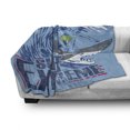 thumbnail image 3 of Vintage Soft Flannel Fleece Blanket, Extreme Sports Theme Vintage Illustration of a Surfer and a Shark Pattern, Cozy Plush for Indoor and Outdoor Use, 50" x 60", Blue and Dark Blue, by Ambesonne, 3 of 6