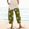 thumbnail image 2 of QTSHPN Women Casual Pants Print Wide Leg Trousers Flowers Girdle Elastic Waist Lady Pants Long Fashion Retro Women's Pants Green XXL, 2 of 8
