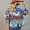 thumbnail image 3 of LYMAYTER Womens Washed Denim Jacket Colorblocking Casual Cowboy Outwear Spring Fall Long Sleeves Jeans Jacket S-XL, 3 of 9