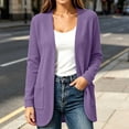 thumbnail image 3 of DISKEBUISS Women's Waffle Knit Cardigan Long Sleeve Casual Mid‑Length Knitted Sweater Coat with Pockets for Fall Daily, 3 of 6