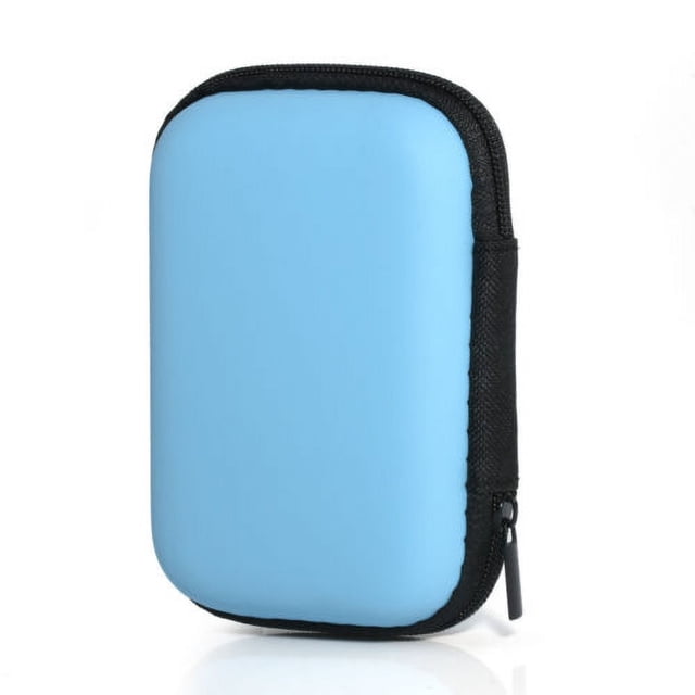 Portable Earphone Carry Case with Zipper Earbud Wired Headset Multi-purpose Charging Storage Box Organizer Multi-purpose Protection Pouch Office Blue