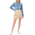 thumbnail image 6 of MixMatchy Women's High Waisted Pleated Plain A-line Tennis Mini Skirt with Back Zipper, 6 of 6