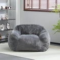 thumbnail image 3 of GDF Studio 48" Indoor Bean Bag Chair with Soft Upholstery, Shredded Foam Fill, Gray Faux Fur, 3 of 9