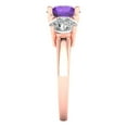 thumbnail image 3 of Clara Pucci 14K Rose Gold Solid Gold Amethyst Three-Stone Anniversary Ring for Women - 3 cttw Round Cut, 3 of 8