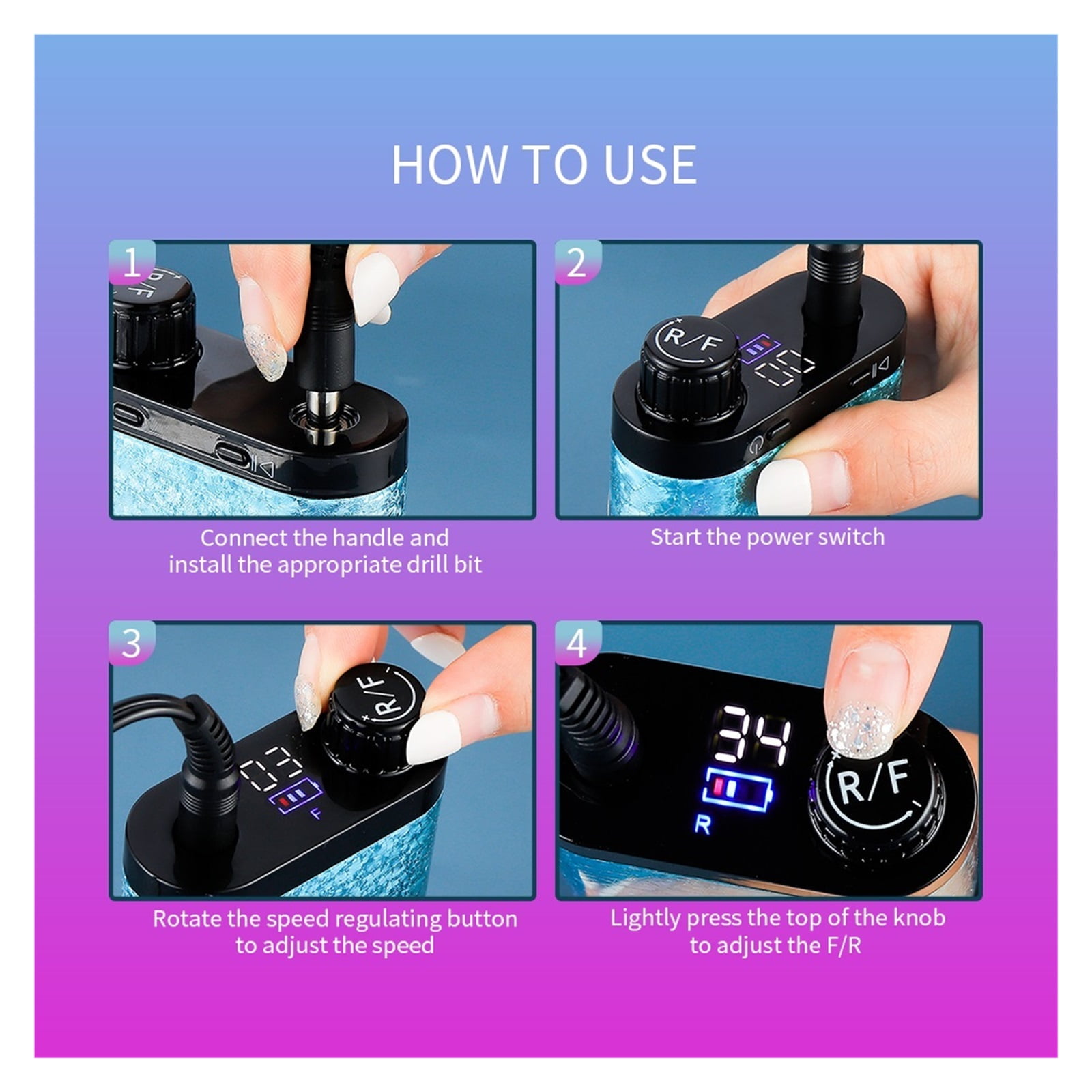 35000RPM Wireless Nail Drill Machine Portable Nail Master Fast Nail Removal Strong Manicure Pedicure Polishing Milling Cutter ,Lightweight and Portable