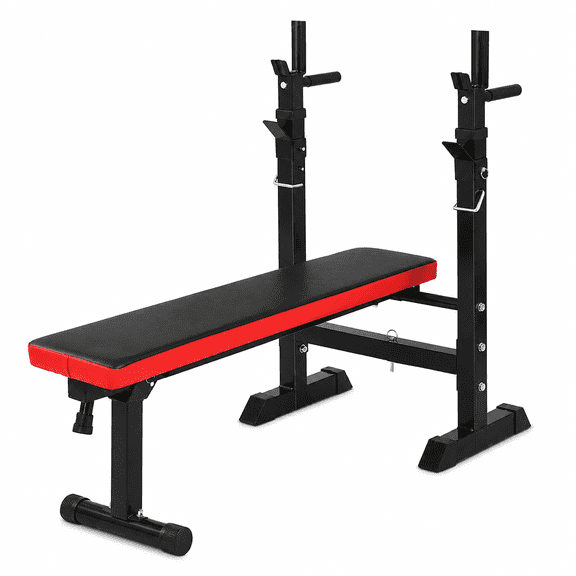 Fenbeli Adjustable Weight Bench Press Station Foldable Workout Bench with Barbell Rack for Home Gym Full Body Strength Training, Black
