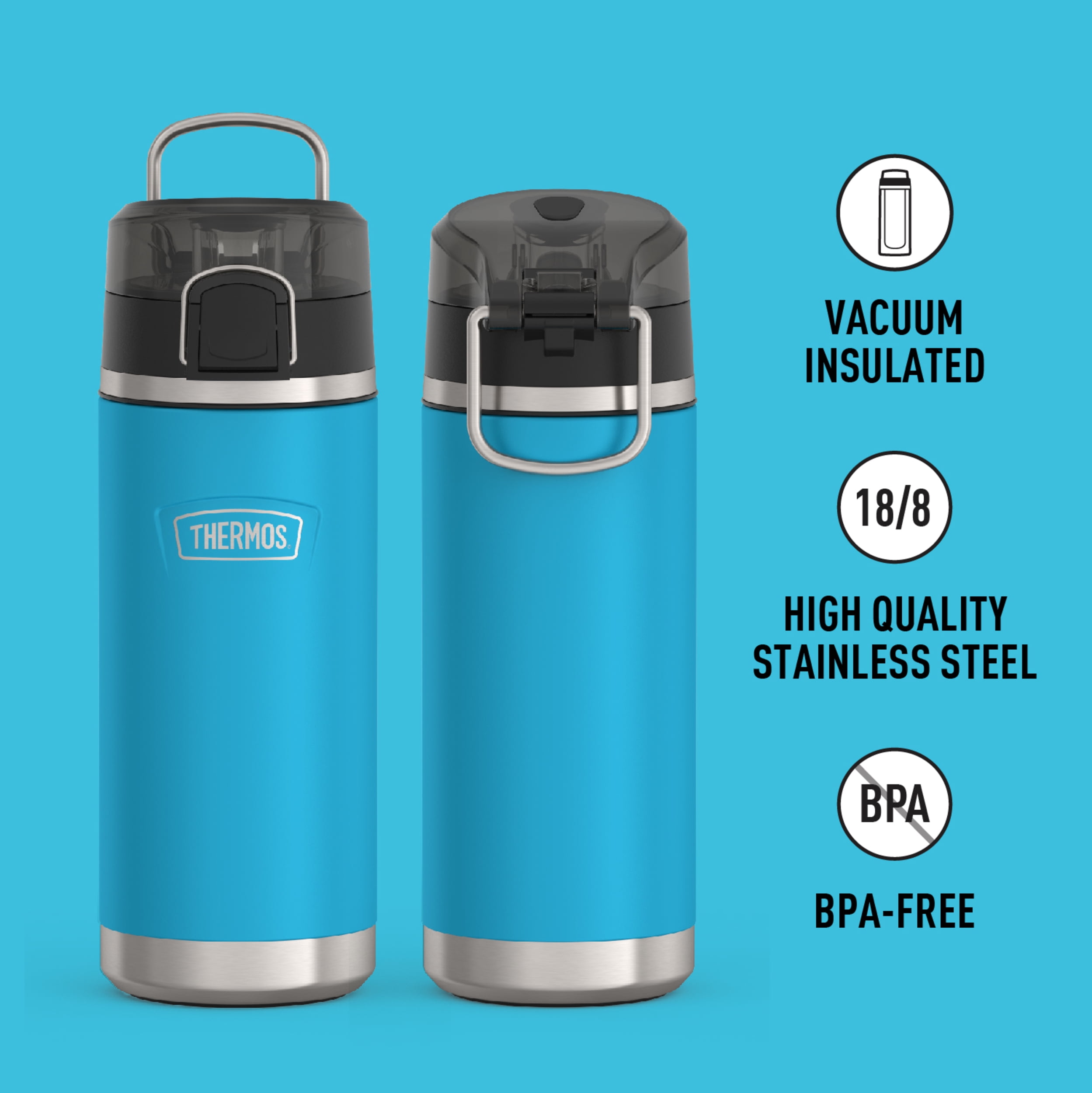 Thermos ICON Series Kid's Stainless Steel Spout Water Bottle, Dark Teal, 18oz