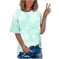 thumbnail image 1 of Pejock Women's Classic-Fit Short-Sleeve Crewneck T-Shirt Plus Size Casual Gradient Print Fashion Tops Summer Basic Tees Oversized Tshirts Blouse S-5XL, 1 of 5