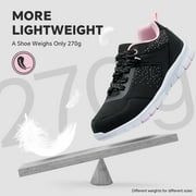 SPIEZ Womens Lightweight Composite Toe Safety Shoes, Slip Resistant Puncture Proof Work Shoes, Breathable Safety Toe Sneakers for Work and Daily Wear - Black Size 9