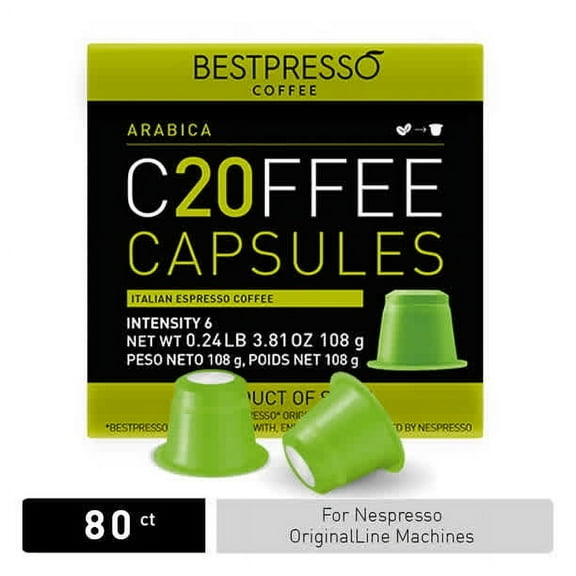 Bestpresso Coffee for OriginalLine Machine 80 pods Certified Genuine Espresso Arabica Blend (Light Intensity),