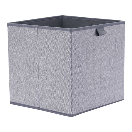 Unique Bargains Storage Cube Bin with Handles 1 Pack Collapsible Storage Basket Grey L