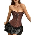 thumbnail image 2 of Tops de Corsé para Mujer, Lencería Moldeadora con Bustier, Body Push Up con Cintura de Encaje Café 5XL, 2 of 10