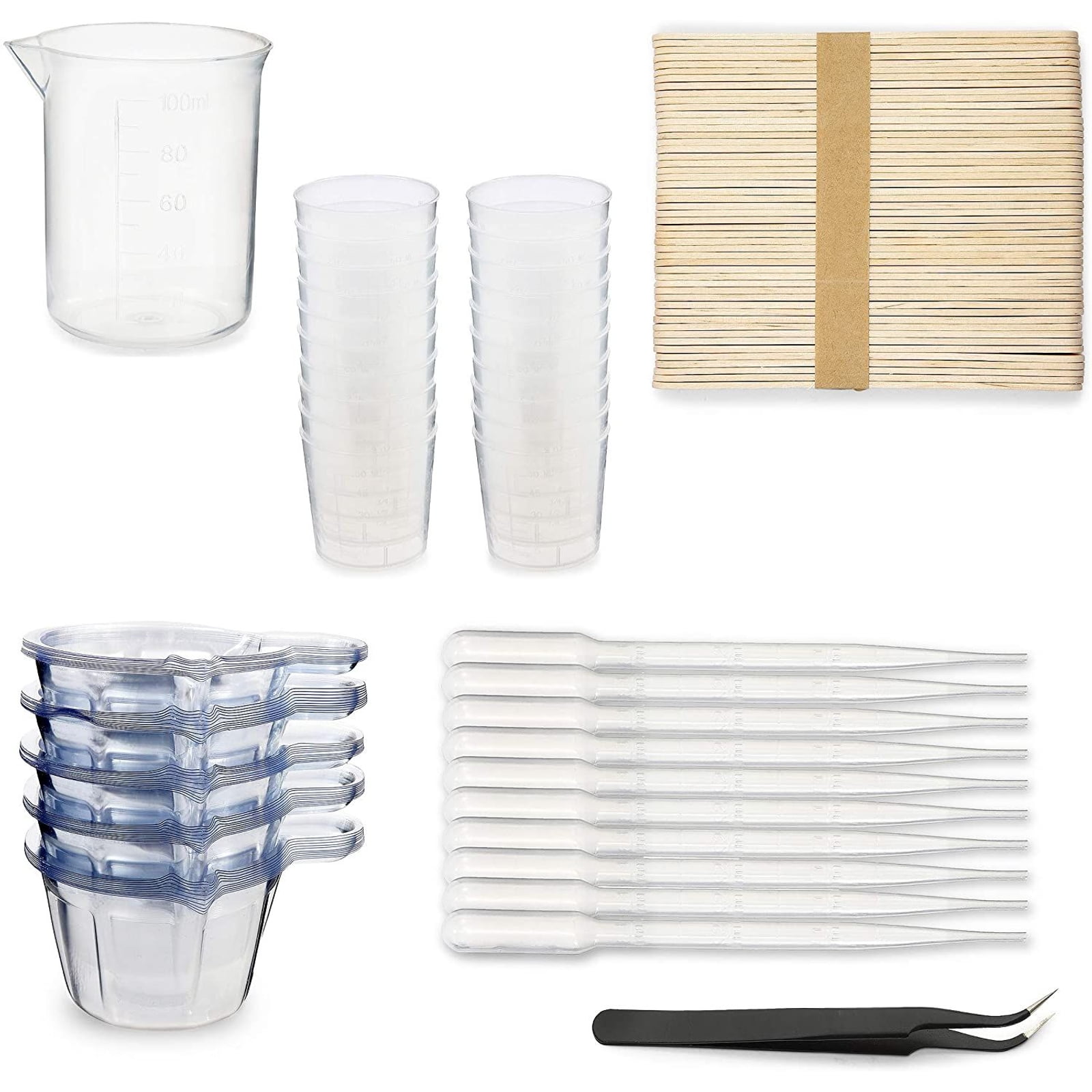 Epoxy Resin Cups Set of 2pcs 3.4oz Measuring Cups, 20pcs 2oz Small Cups