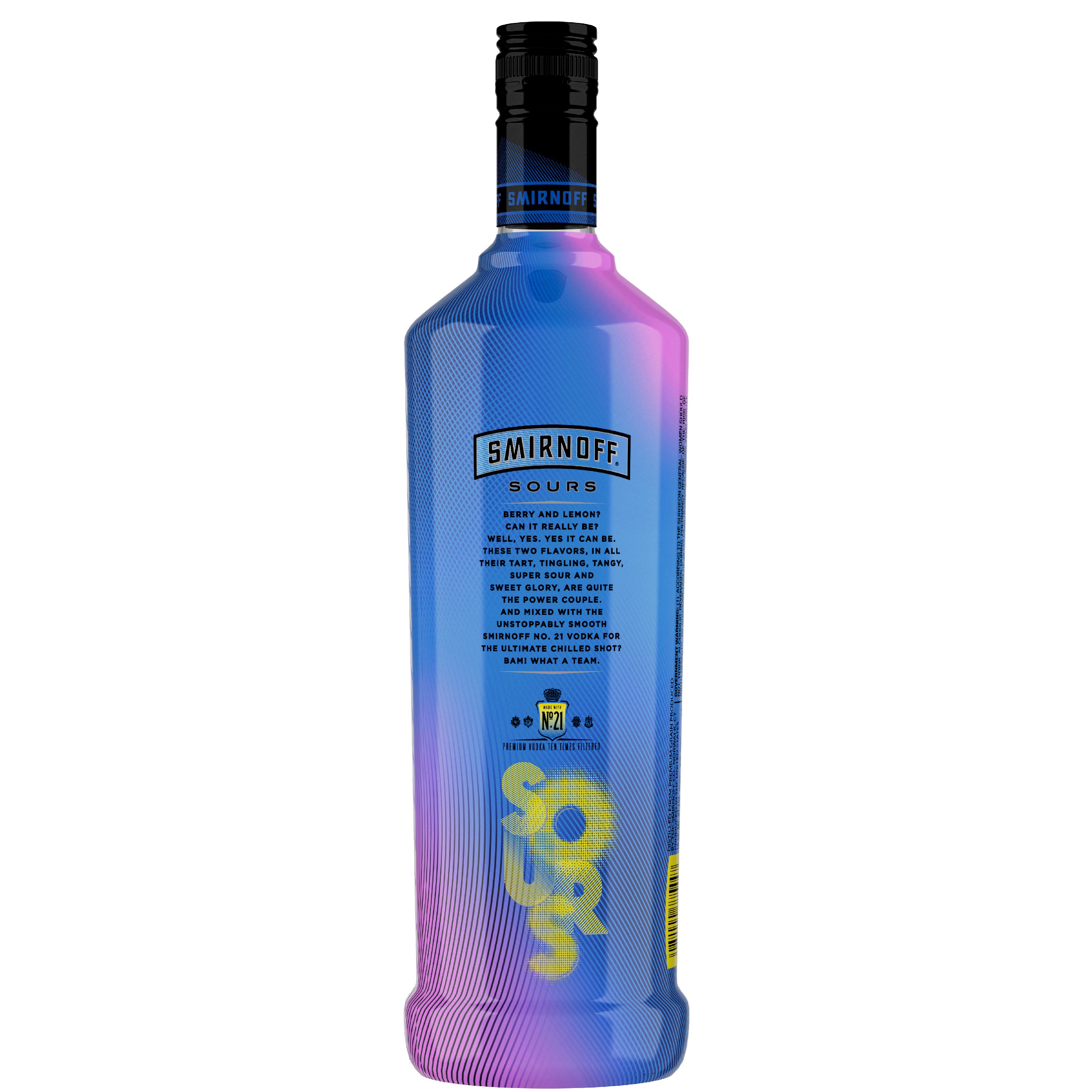 Smirnoff Sours Berry Lemon 60 Proof Vodka Infused With Natural Flavors 1 L Bottle Walmart Com Walmart Com