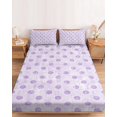 thumbnail image 2 of Full Size Fitted Sheet Set - Polka Dot 3 Piece Bedding Sets 16" Deep Pocket Fitted Sheet with 2 Pillowcases, Purple Modern Geometric Vintage Spots Brushed Microfiber Hotel Luxury Bed Sheets, 2 of 9