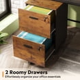 thumbnail image 3 of GALAXHERO 2 Drawer Filing Cabinet with Lock, Wooden Printer Stand with Storage for Home Office, Mobile Locking file Cabinet Fits Letter/A4 Hanging Files, Rustic Brown, 3 of 8