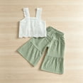 thumbnail image 4 of OGLCCG Girls Summer Outfit Sleeveless Lace Crop Tank Tops and Wide Leg Ruffle Pants Cute 2 Piece Clothing Set 2-8 Years, 4 of 9