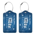 thumbnail image 3 of Disketp 2 Pcs Luggage Tag For Suitcase,Happy New Year 2024 Leather Baggage Tag With Stainless Steel Loop Privacy Cover For Women Men Girls, 3 of 5