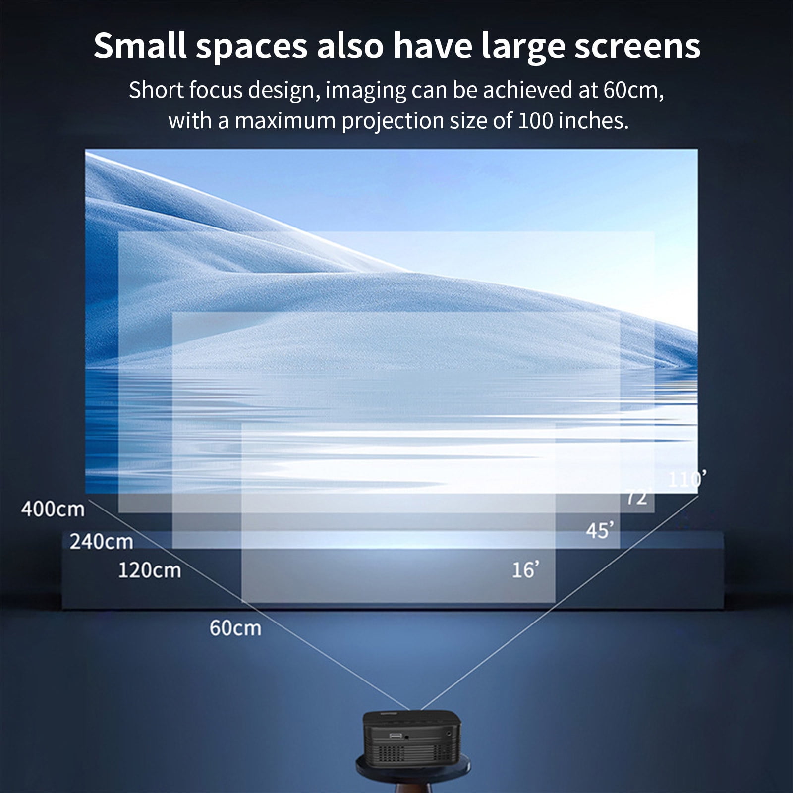 AZXY Projector,Mini Projector,Mini Projector for Phone,Movie Projectors,Smart Projector with Bluetooth and Wifi