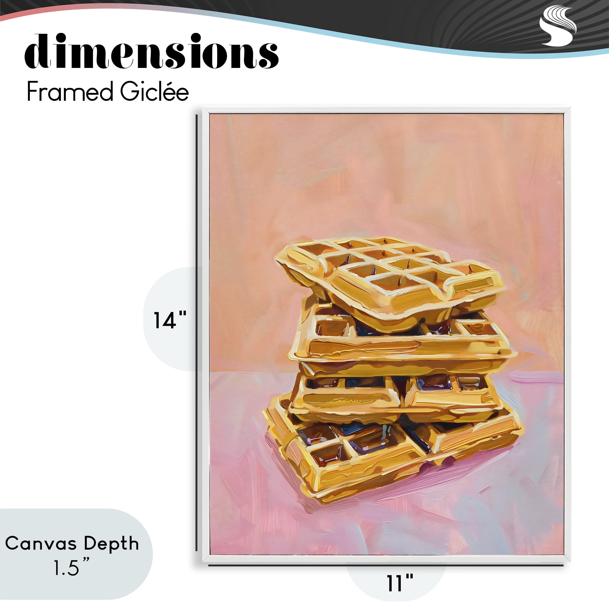 Stupell Industries Stack of Fluffy Waffles White Framed Giclee Art, design by The Prints Vibe