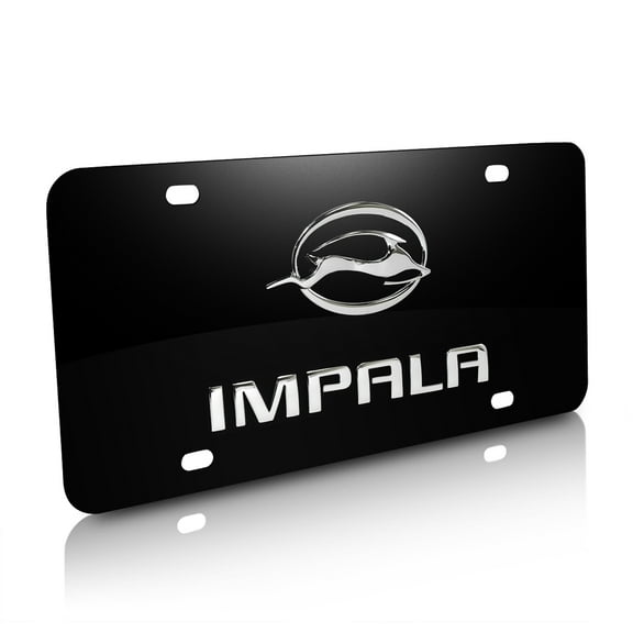 Chevrolet Impala 3D Dual Logo Black Stainless Steel License Plate