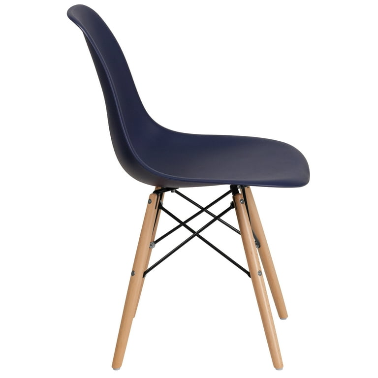 Emma Oliver Navy Plastic Chair with Wooden Legs Walmart