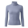 thumbnail image 3 of Women Casual Solid Color Bottoming Shirt Slim High Collar Knitted Long Sleeved Top Long Sleeve Running Shirts Turtle Neck Long Sleeve Shirt Women Womens Long Sleeve Spandex T Shirt Women Compression, 3 of 4