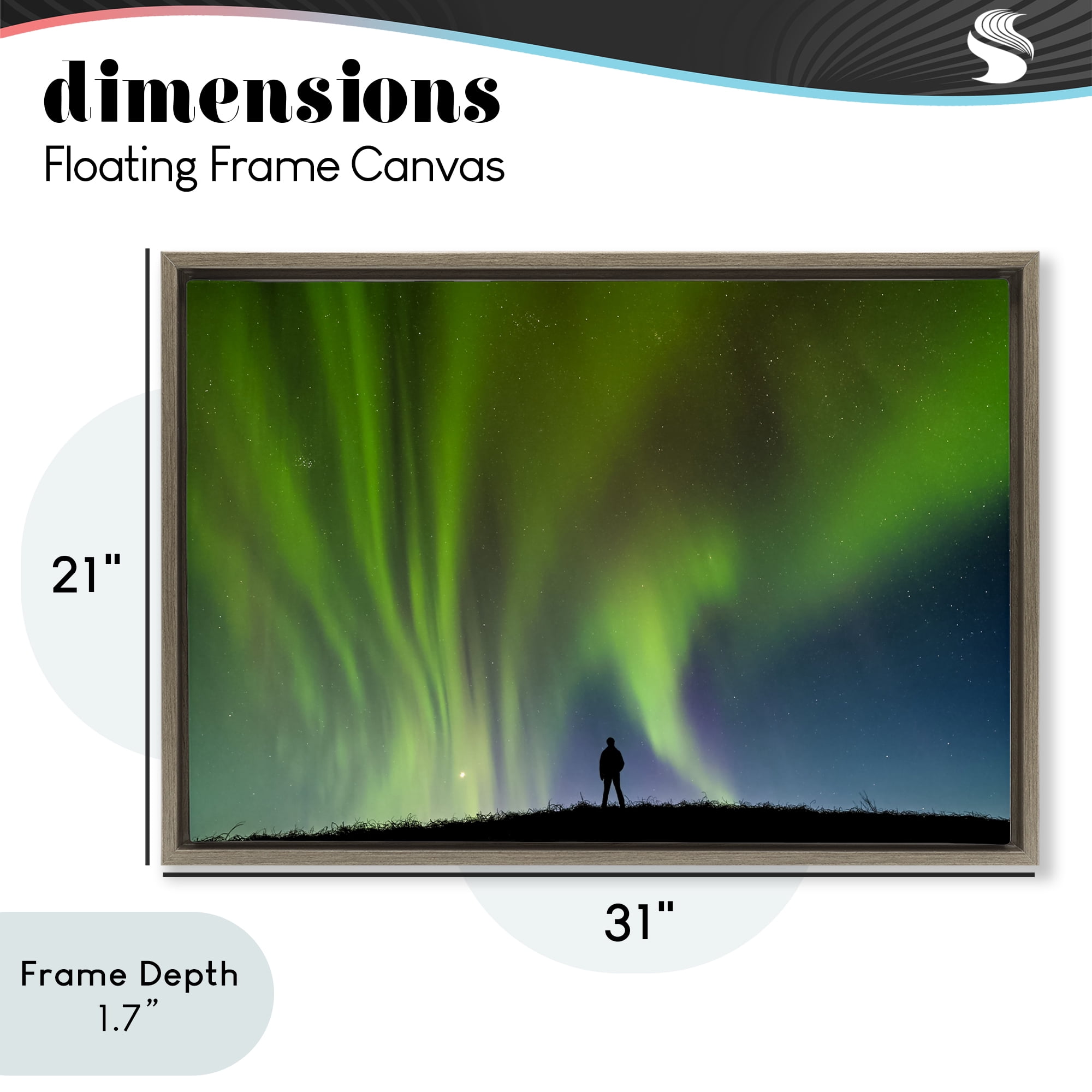 Stupell Industries Envelop Northern Lights Silhouette Brown Framed Floater Canvas Wall Art, design by Shelley Carlisle