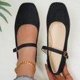 thumbnail image 6 of FRSASU Flats for Women Dressy Square Toe Ankle Strap Mary Jane Shoes Casual Slip On Flats Comfortable Ballet Black, 6 of 7