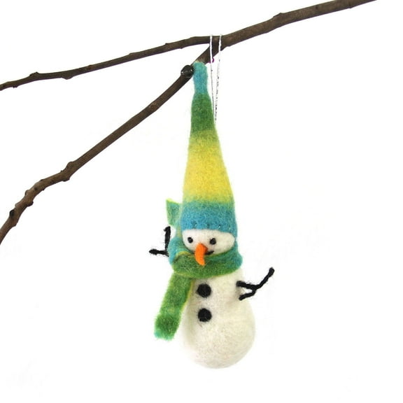 Hand Felted Christmas Ornament Snowman Global Groove (H)