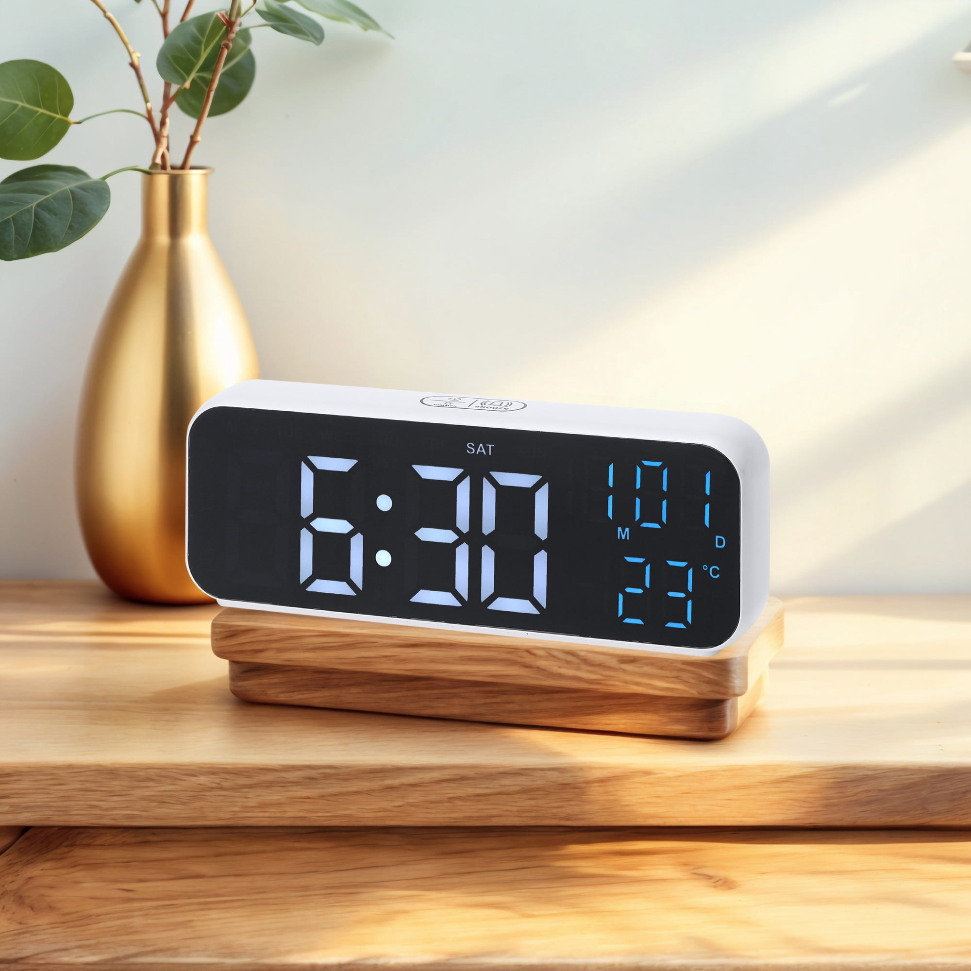 Unique Bargains Small Dual Alarm Clock for Bedrooma White Blue