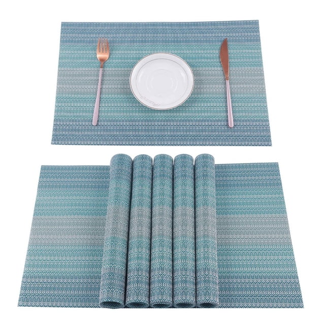Juego De 6 Manteles Individuales De Pvc Para Mesa De Comedor, Manteles Individuales De Pvc Tejidos Lavables, Manteles Individuales Antideslizantes Resistentes Al Calor Para Cocina, Manteles Para Mesa Eigraketly HA026693-02
