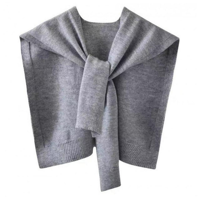 Skin-Touching Versatile Lady Knitted Thin Shoulder Shawl Fake Lapel Costume F8Q3
