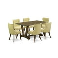 thumbnail image 6 of East West Furniture V776SI737-7 7-Pc Kitchen Dining Room Set- 6 Parson Dining Chairs with Limelight Linen Fabric Seat and Button Tufted Chair Back - Rectangular Table Top & Wooden Legs -..., 6 of 9