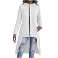 thumbnail image 2 of TARIENDY Women's Long Zip Up Hoodie High Low Hem Hooded Jackets Long Sleeve Casual Sweatshirt Coats Fashion Fall Sweatshirts Jacket White M, 2 of 8
