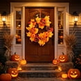 thumbnail image 4 of Bcylexb Fall Harvest Wreaths, 11.8" Maple Leaf Door Wreaths Artificial Autumn Wreath for Front Door Thanksgiving Wall Home Decor, 4 of 6