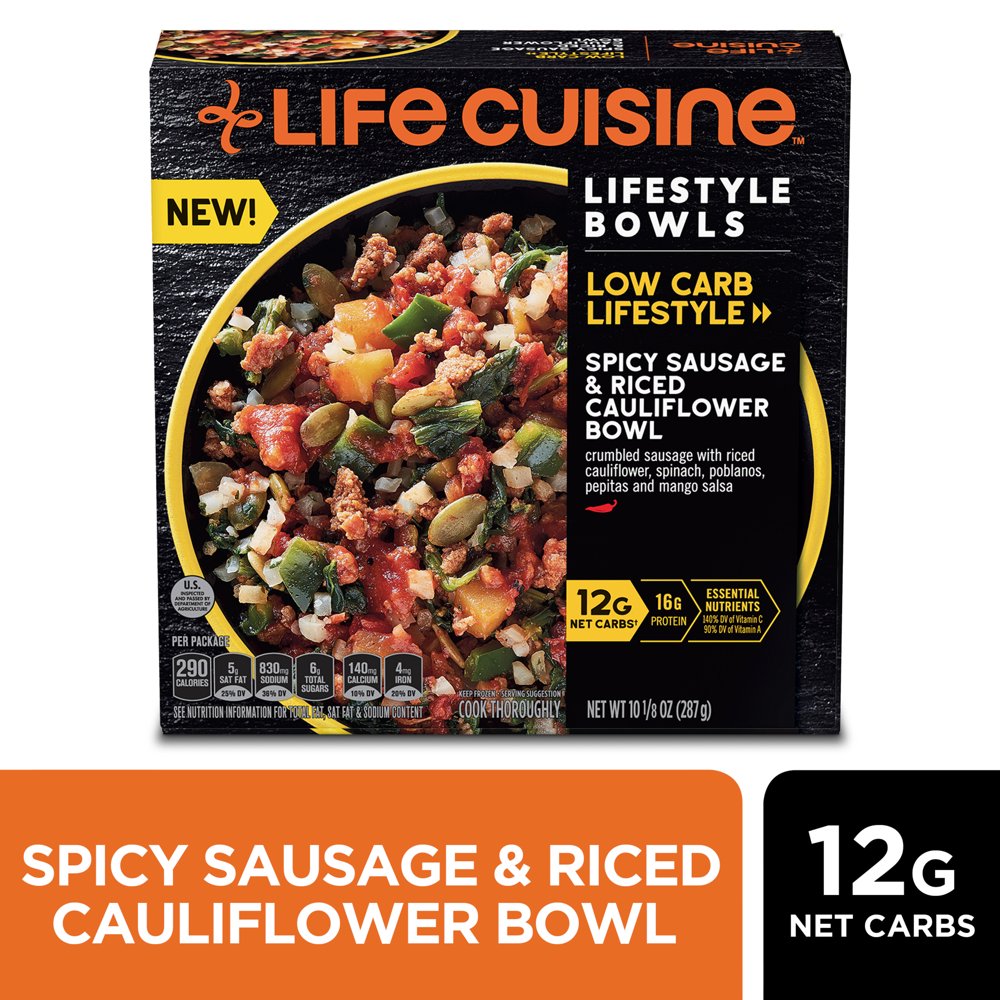 Life Cuisine Riced Cauliflower Chipotle Sausage Bowl Frozen Meal 10.125