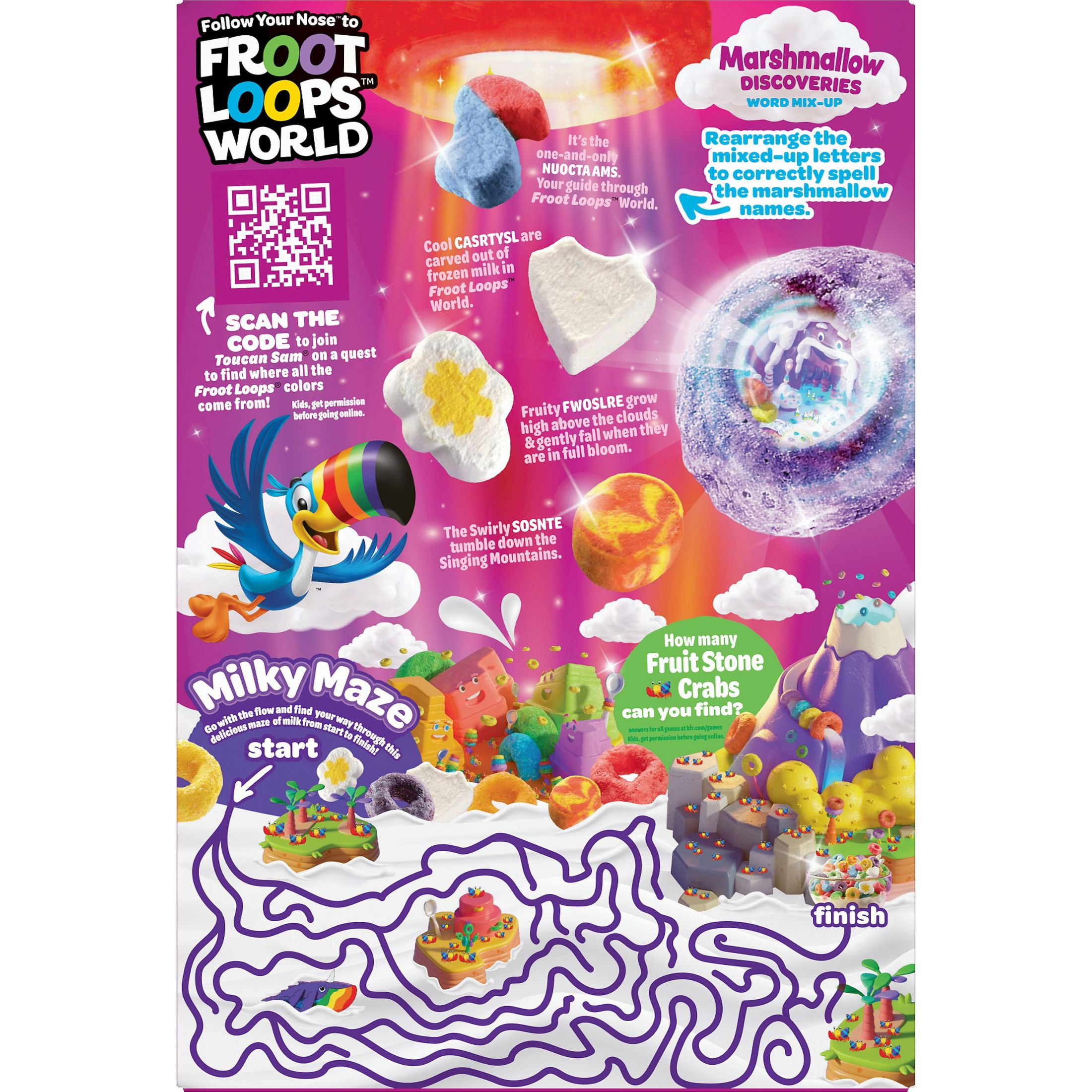 Kellogg's Froot Loops, Breakfast Cereal, Original With Marshmallows, Low Fat Food, Mega Size, 26.3oz Box
