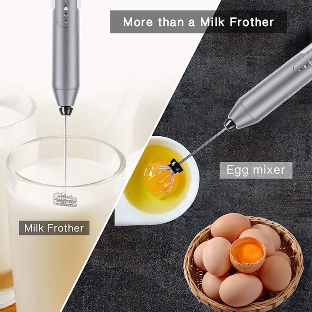 Milk Frother Wand Drink Mixer - Handheld Milk Frother Electric Whisk - Easy-Clean Stainless Steel Frother Wand & Mini Blender - Electric Coffee Frother for Milk Coffee Lattes