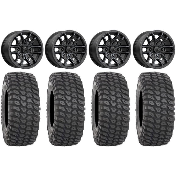 MSA Fang 15" Wheels Black ( 38mm) 32" XCR350 Tires Can-Am Maverick X3 / Honda Pioneer 1000 / Talon