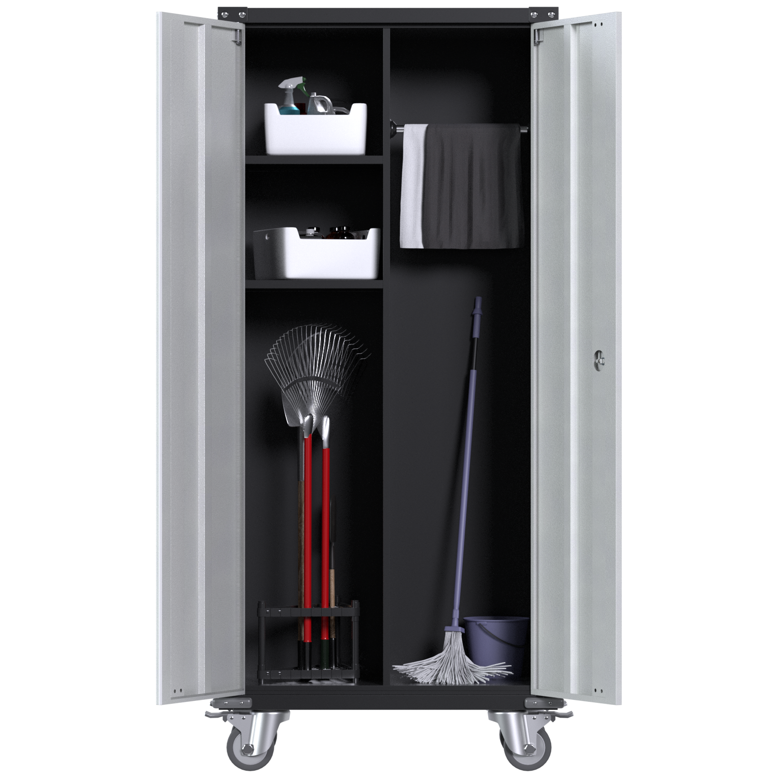 SUPEER Metal Rolling Storage with Hanging Rod, Large Steel