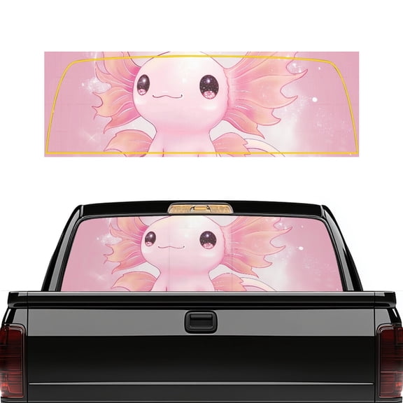 chaqlin Pink Axolotl Rear Window Decals for Trucks and SUV Perforated Waterproof Personalized Back Window Film Decal for Car Pickup Sticker
