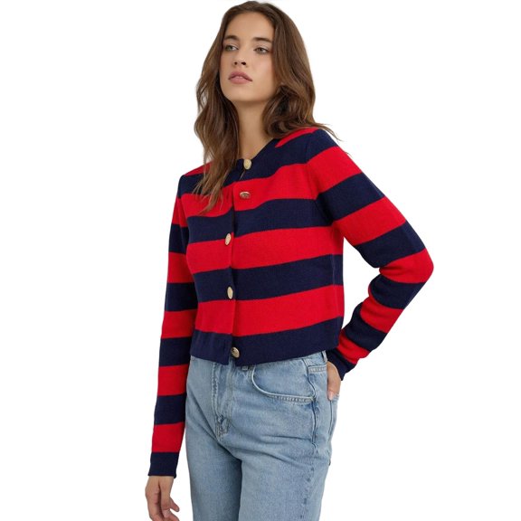 Buttoned Striped Knitwear Cardigan